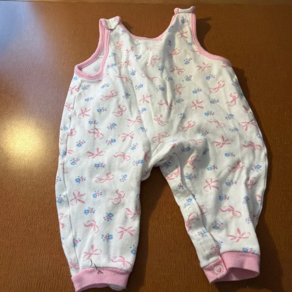 Vtg‎ Carter's Baby Girl Romper Pink Bows Soft 6 Months